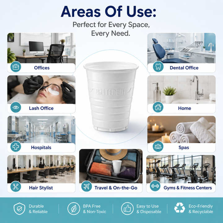 BRITEDENT Disposable Plastic Drinking Cups 5 oz Cup Durable Use