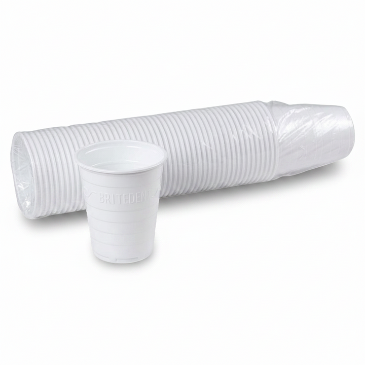 BRITEDENT Disposable Plastic Drinking Cups 5 oz White Cup