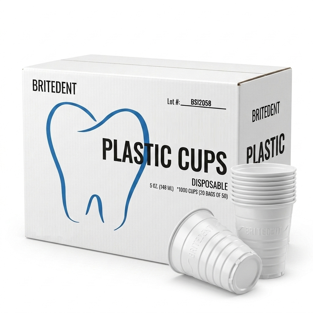 BRITEDENT Disposable Plastic Drinking Cups 5 oz White 1000 Cups Dental & Medical Use Hero