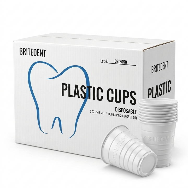 BRITEDENT Disposable Plastic Drinking Cups 5 oz White 1000 Cups Dental &amp; Medical Use Hero
