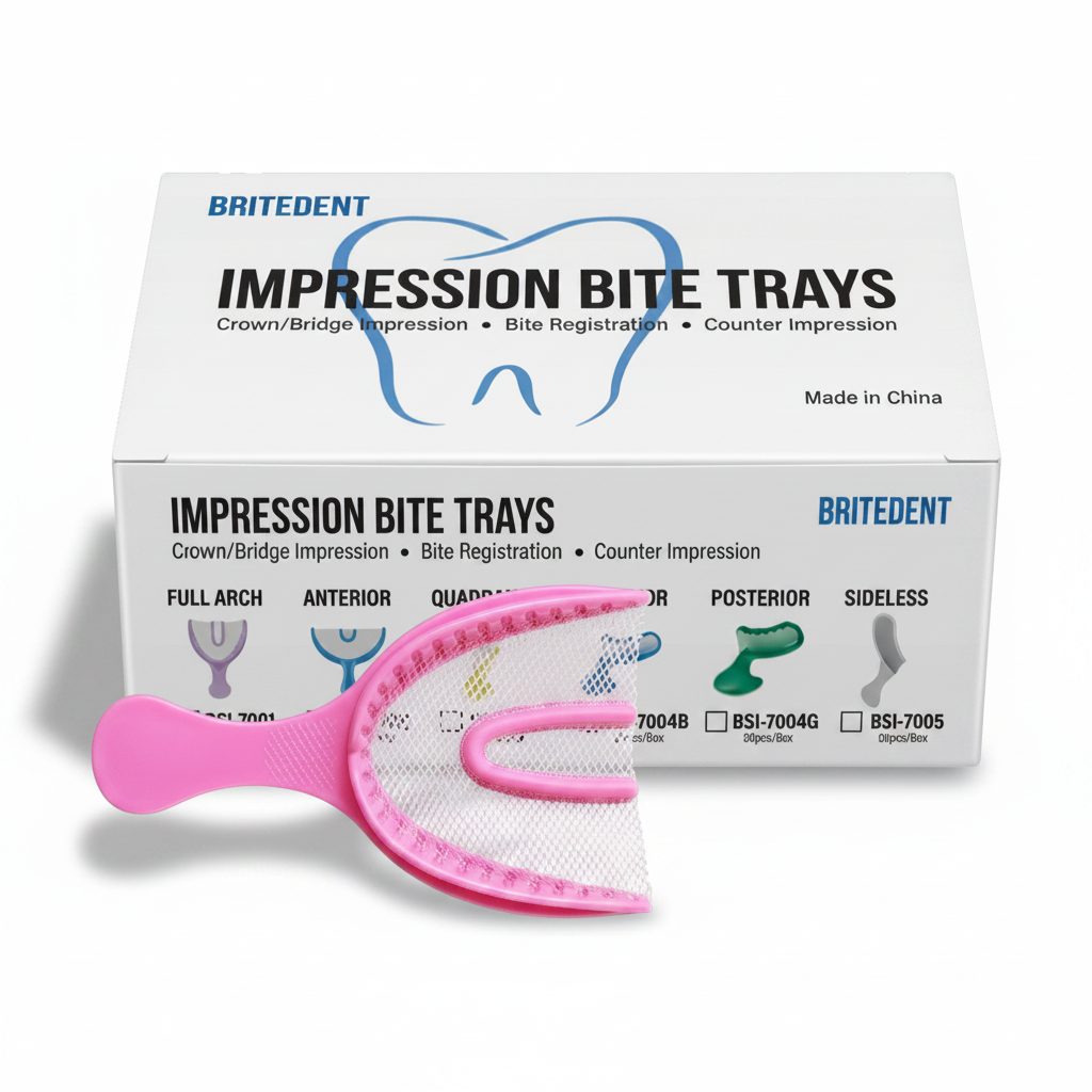 BRITEDENT Full Arch Bite Registration Trays Pink 30 Count Disposable Impression Trays