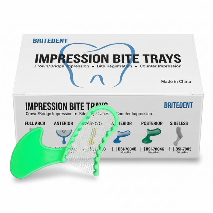 BRITEDENT Posterior Bite Registration Trays Green 50 Count Disposable Impression Trays