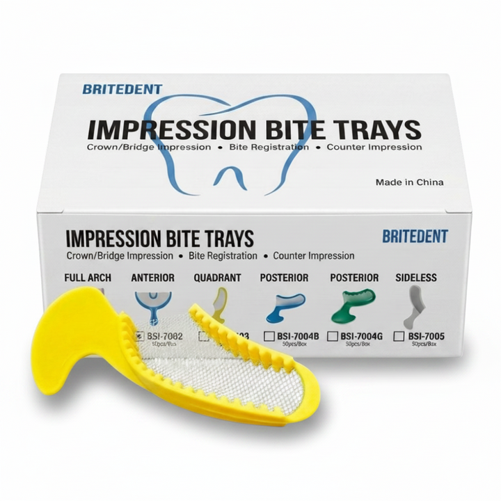 BRITEDENT Quadrant Bite Registration Trays Yellow 35 Count Disposable Impression Trays