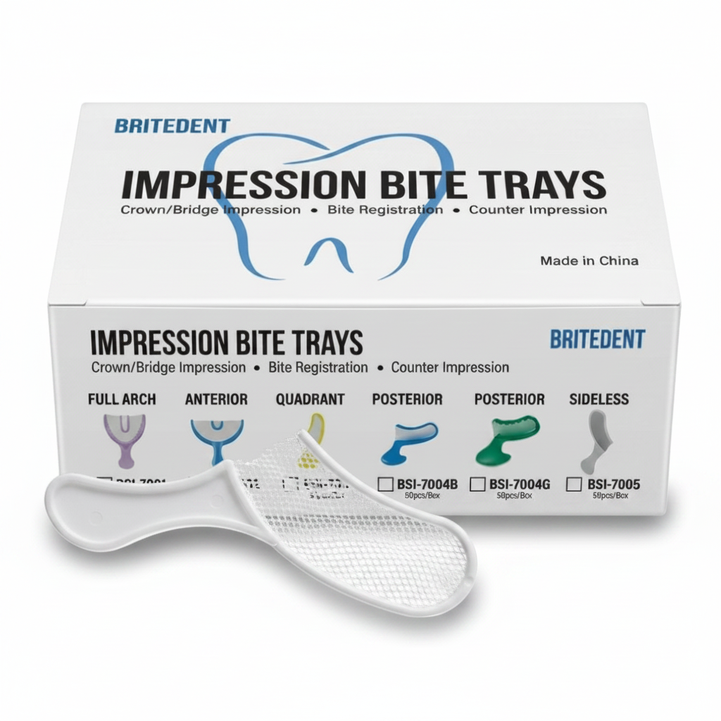 BRITEDENT Sideless Bite Registration Trays White 50 Count Disposable Impression Trays