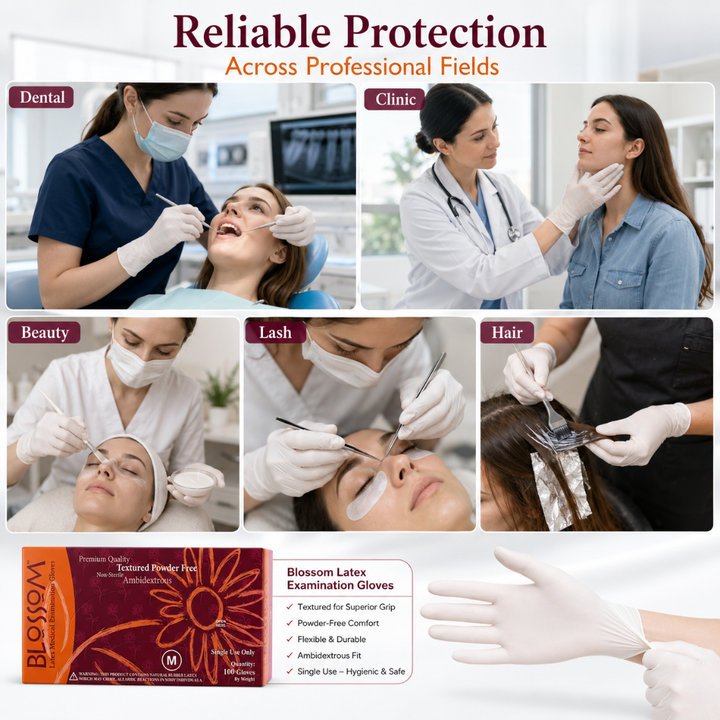 Blossom Powder Free Latex Exam Gloves Protection