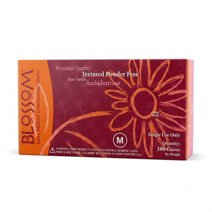 Blossom Powder Free Latex Exam Gloves Medium White 100 Count