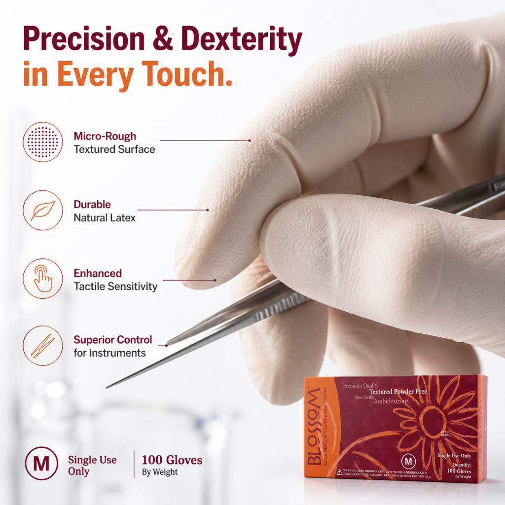 Blossom Powder Free Latex Exam Gloves Precision