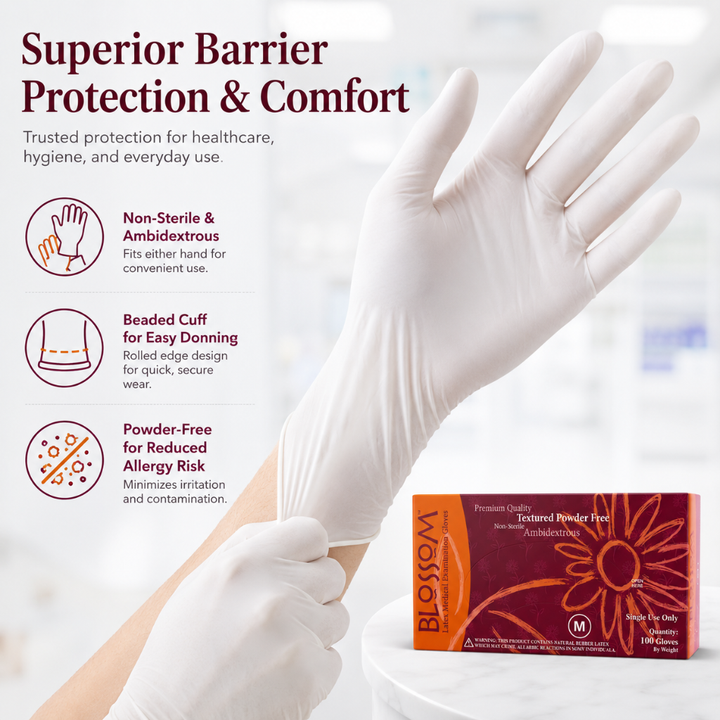 Blossom Powder Free Latex Exam Gloves Superior