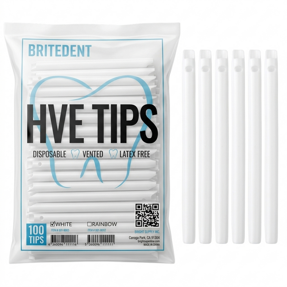 Britedent HVE Suction Tips White – Disposable Dental Evacuation Tips (100 Pack) Hero