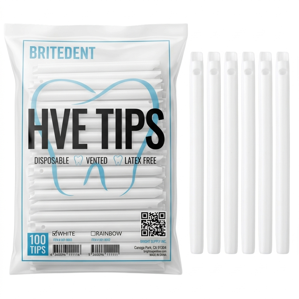Britedent HVE Suction Tips White – Disposable Dental Evacuation Tips (100 Pack) Hero