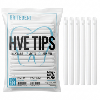 Britedent HVE Suction Tips White – Disposable Dental Evacuation Tips (100 Pack) Hero