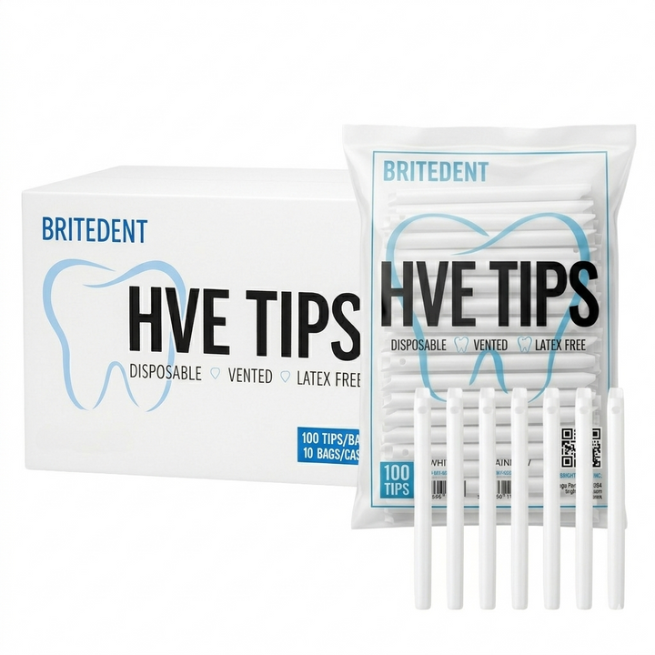 Britedent HVE Suction Tips White – Disposable Dental Evacuation Tips (100 or 1000 Pack) Hero