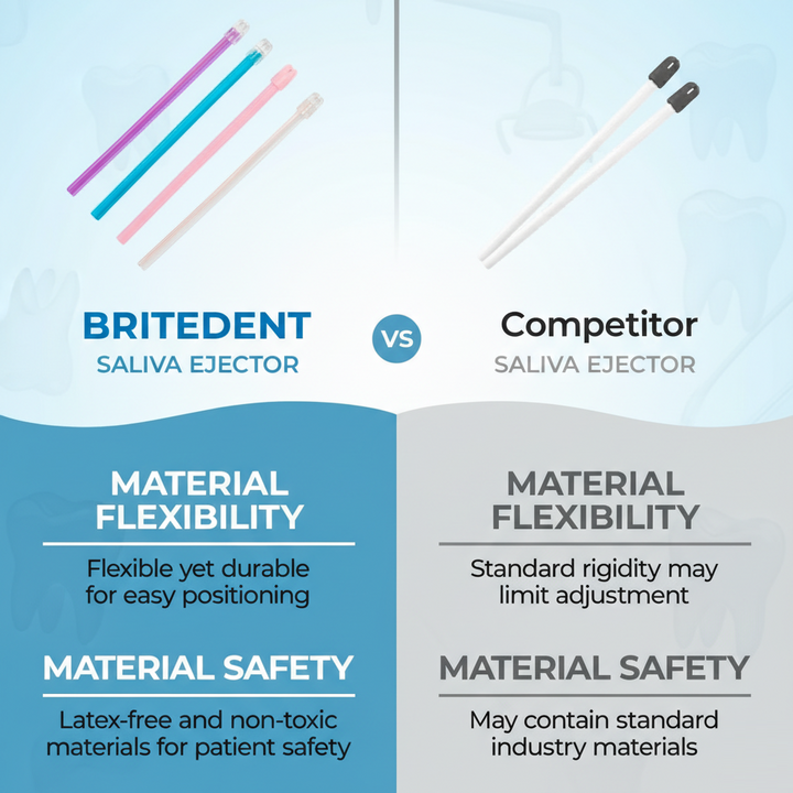 Britedent Saliva Ejectors Clear with Blue Tip – Disposable Dental Suction Tubes (100 or 1000 Pack) Competitor