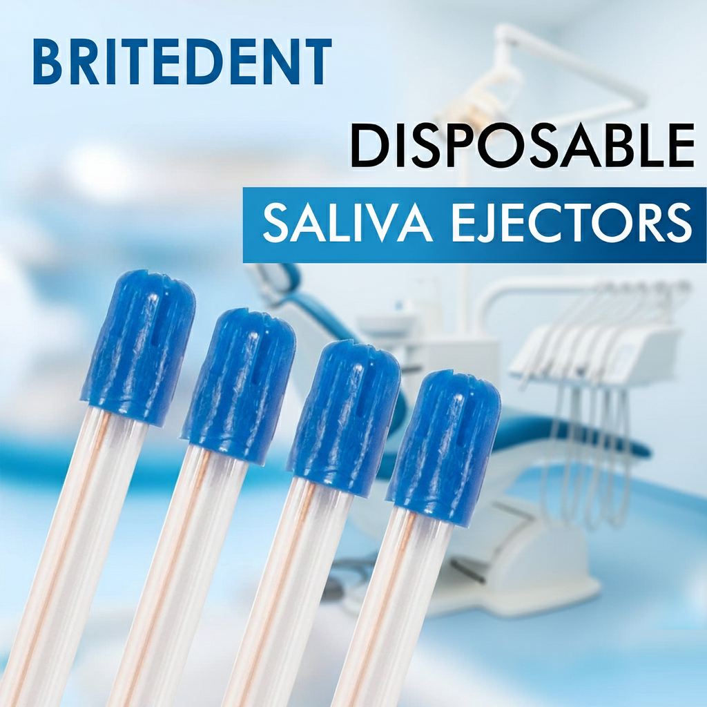 Britedent Saliva Ejectors Clear with Blue Tip – Disposable Dental Suction Tubes (100 or 1000 Pack) Intro