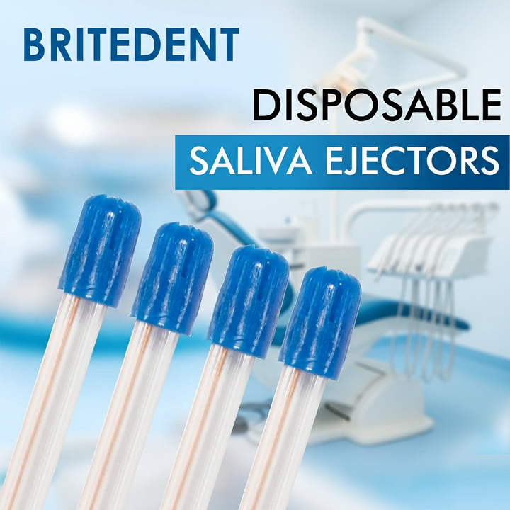 Britedent Saliva Ejectors Clear with Blue Tip – Disposable Dental Suction Tubes (100 or 1000 Pack) Intro
