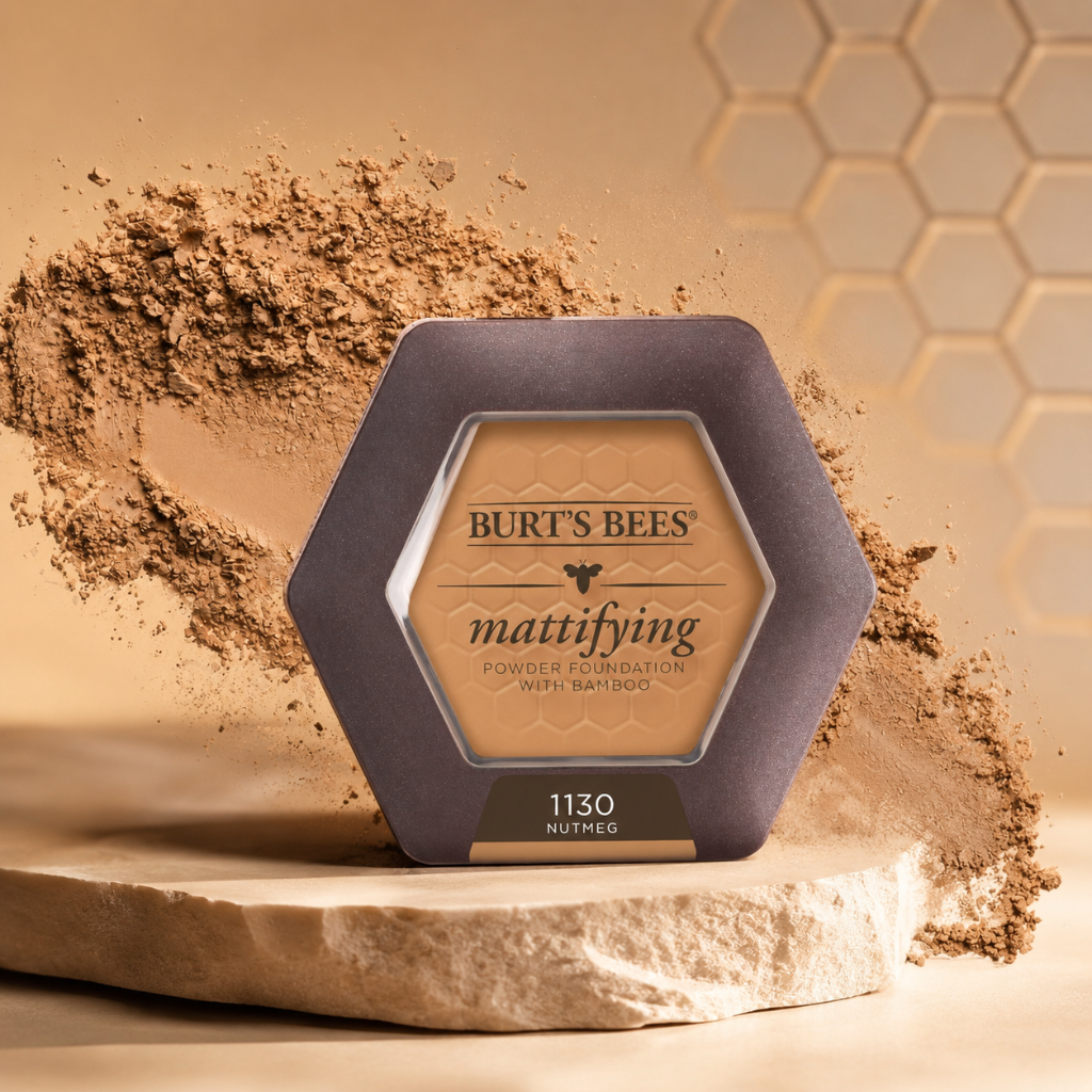Burt’s Bees Mattifying Powder Foundation with Bamboo 1130 Nutmeg 0.3 oz