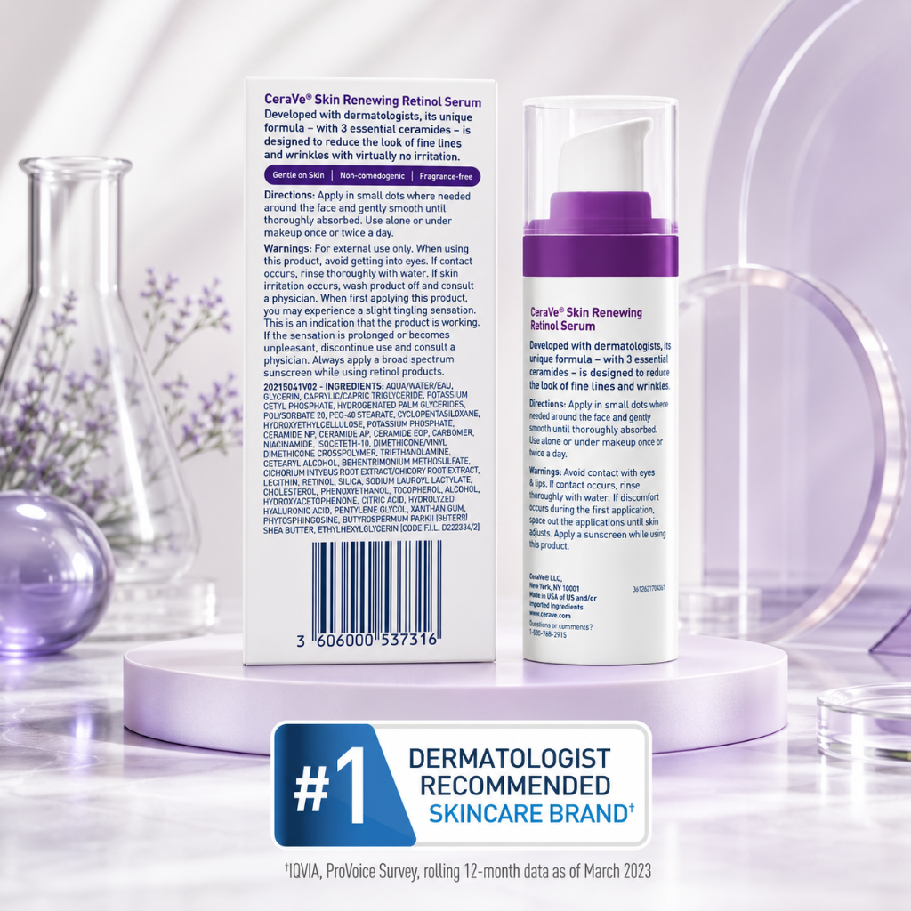 CeraVe Skin Renewing Retinol Serum 1oz Encapsulated Retinol Hyaluronic Acid
