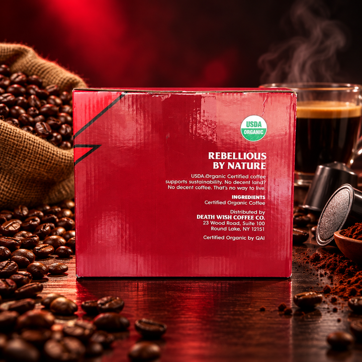 Death Wish Coffee Dark Roast Single-Serve Coffee Pods – USDA Organic &amp; Fair Trade – 50 Count