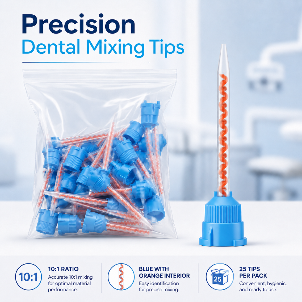 Disposable Blue Orange 101 Medium Body Crown &amp; Bridge Mixing Tips Precision