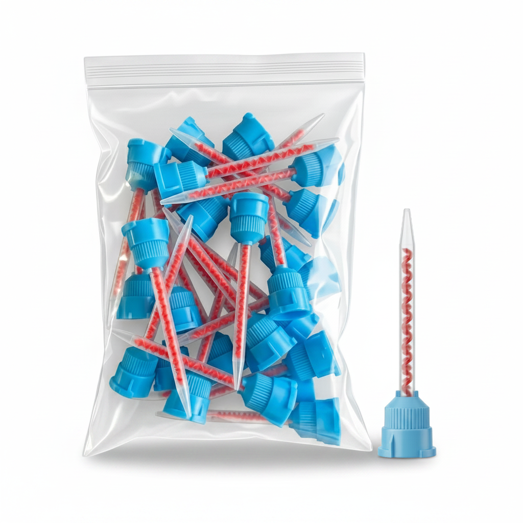Disposable Blue Orange 101 Medium Body Crown & Bridge Mixing Tips 75mm 25 Pack