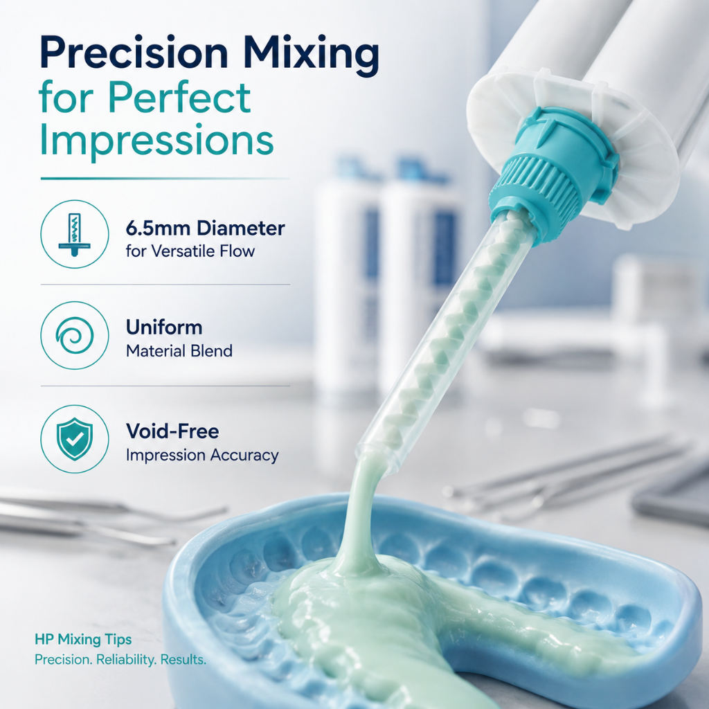 Disposable Green Teal HP Impression Mixing Tips 6.5mm Long 90mm Precision