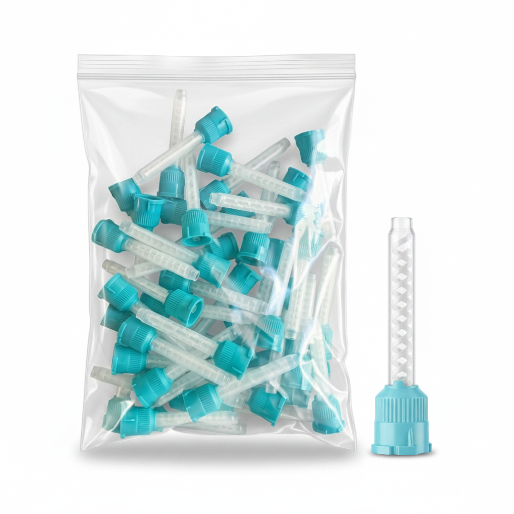 Disposable Green Teal HP T-Mixer Mixing Tips 6.5mm Short 70mm 48 Pack