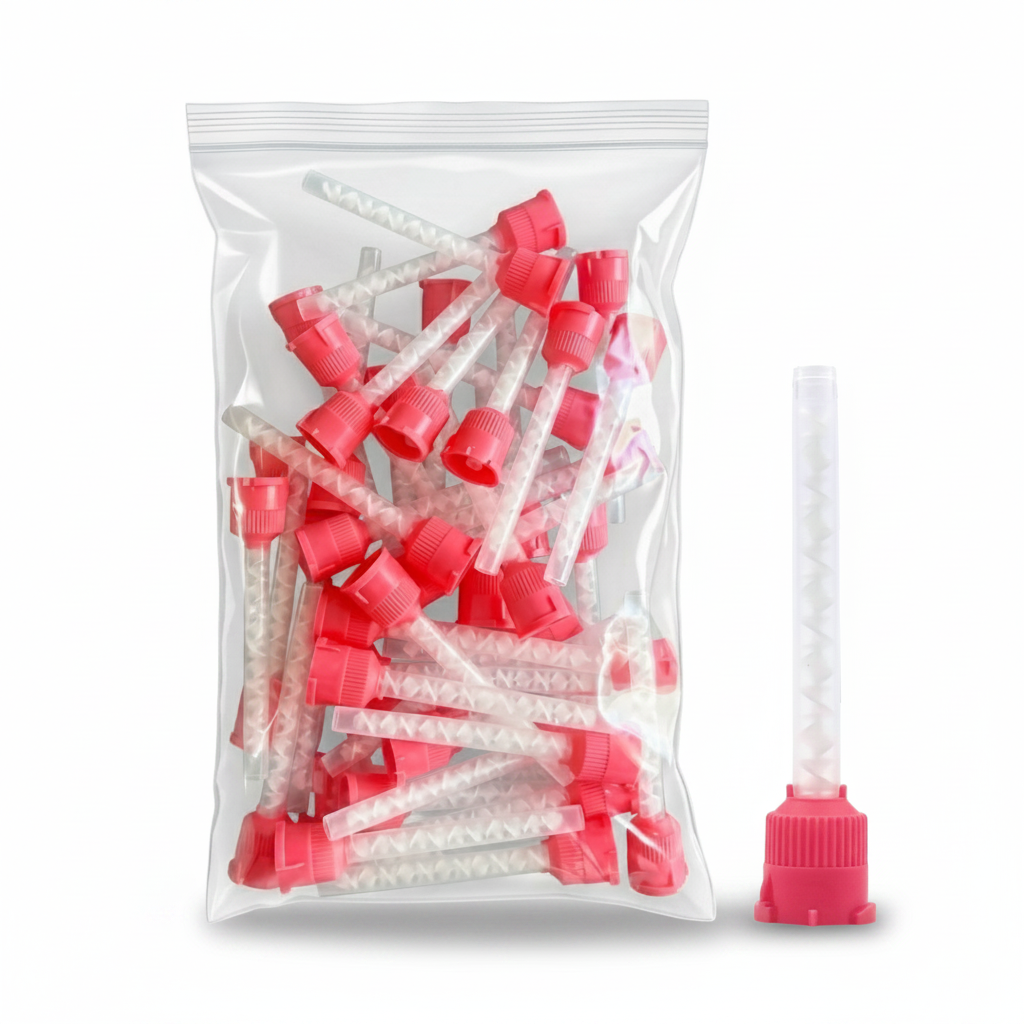 Disposable Pink HP Impression Mixing Tips Medium 85mm 48 Pack