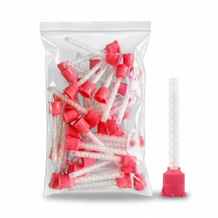 Disposable Pink HP Impression Mixing Tips Medium 85mm 48 Pack