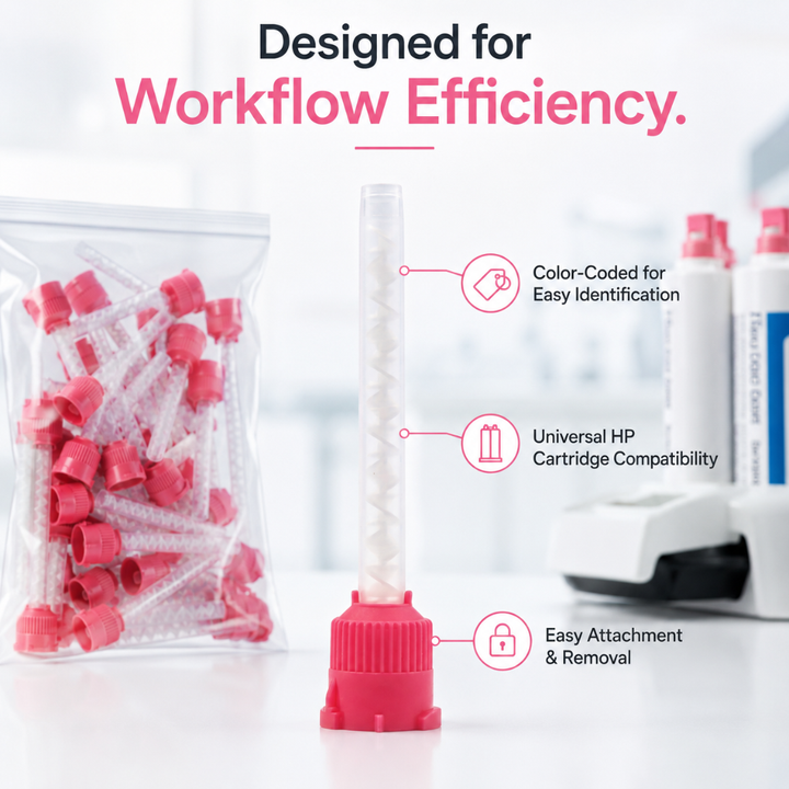 Disposable Pink HP Impression Mixing Tips Medium Designed
