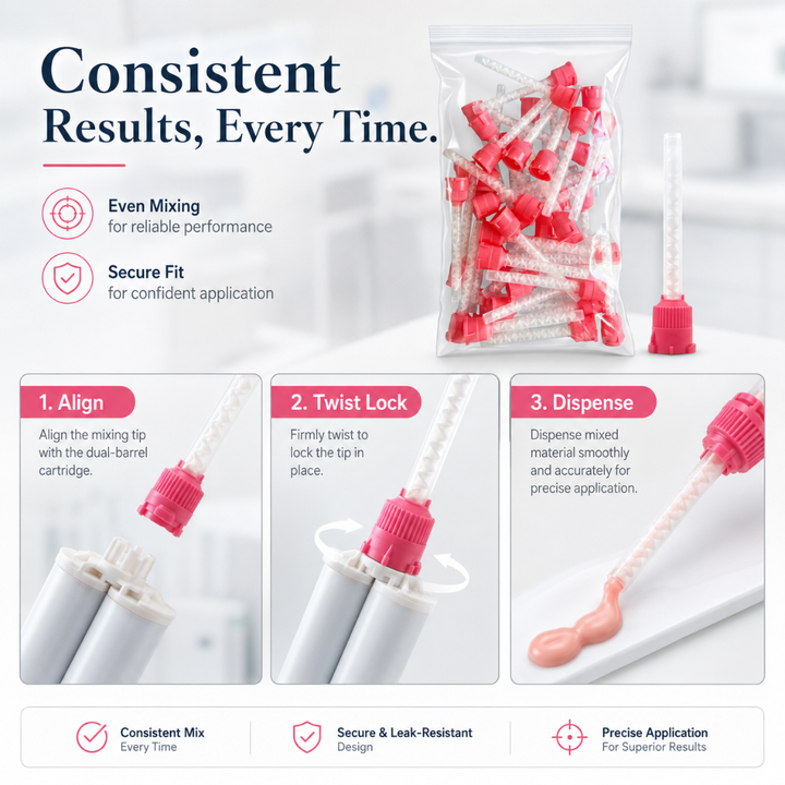 Disposable Pink HP Impression Mixing Tips Medium Consitent