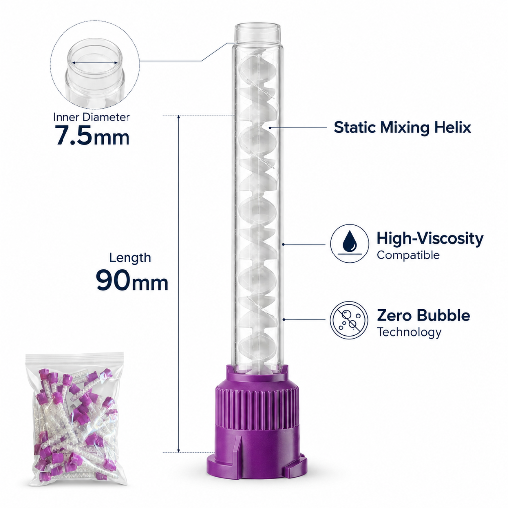 Disposable Purple HP Mixing Tips Extra Large Long 9cm 48 Pack Static