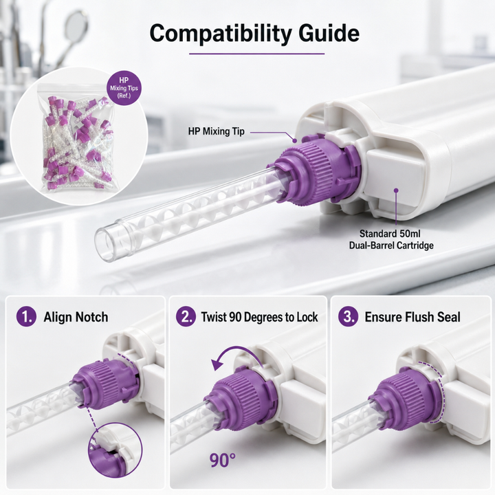 Disposable Purple HP Mixing Tips Extra Large Long 9cm 48 Pack How