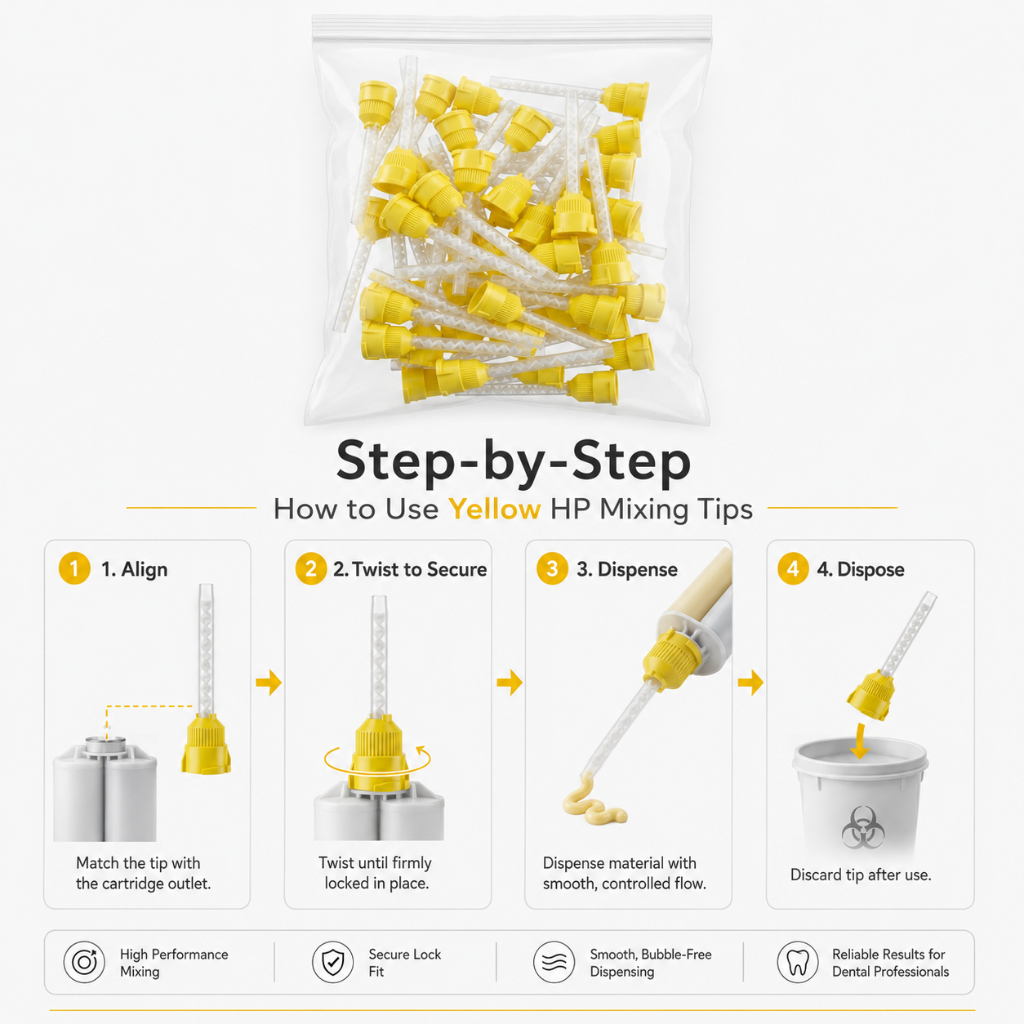 Disposable Yellow HP Mixing Tips Small 4.2mm 48 Pack How