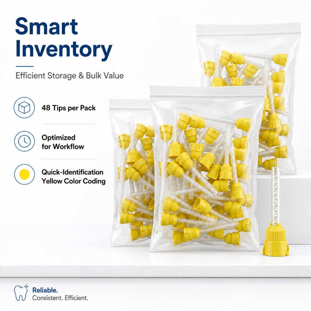 Disposable Yellow HP Mixing Tips Small 4.2mm 48 Pack Smart Bulk