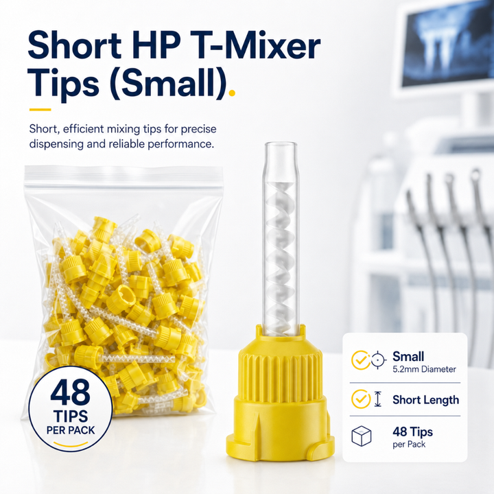 Disposable Yellow HP T-Mixer Mixing Tips Short Small 5.2cm T Mixer