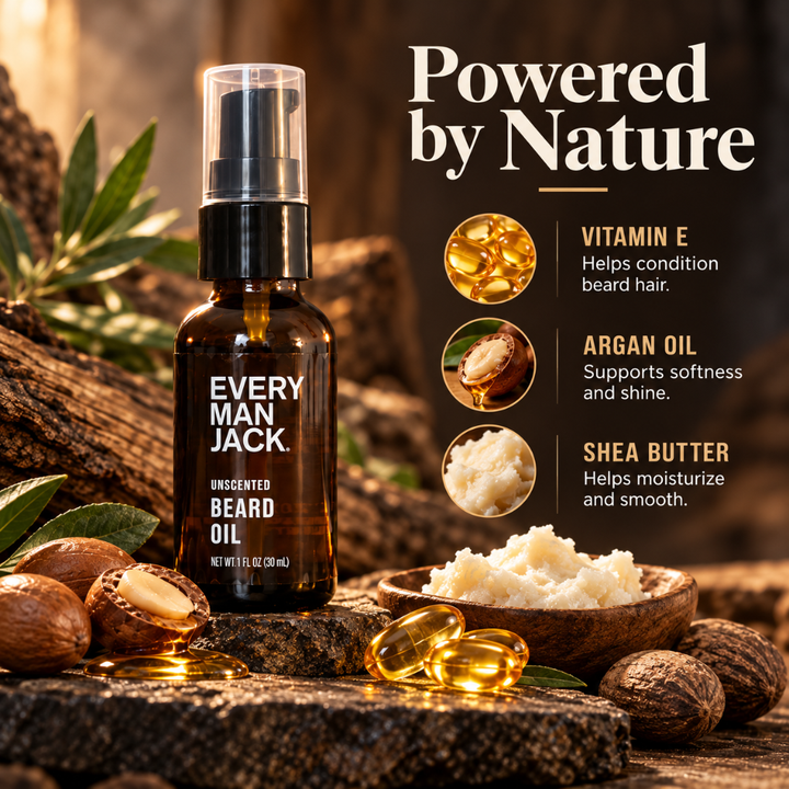 Every Man Jack Unscented Beard Oil Argan Oil Vitamin E 1 fl oz 30 mL
