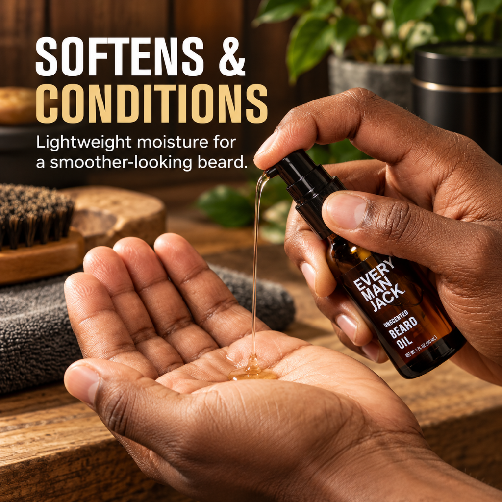 Every Man Jack Unscented Beard Oil Argan Oil Vitamin E 1 fl oz 30 mL