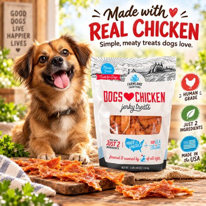 Farmland Traditions Dogs Love Chicken Jerky Treats – USA-Raised Chicken – 3 lb / 48 oz