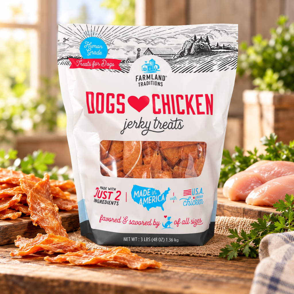 Farmland Traditions Dogs Love Chicken Jerky Treats – USA-Raised Chicken – 3 lb / 48 oz