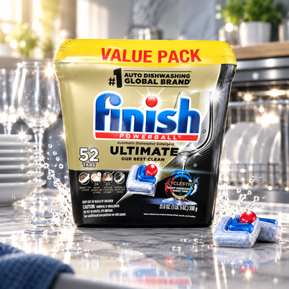 Finish Powerball Ultimate Dishwasher Detergent Tabs 52 Count Value Pack