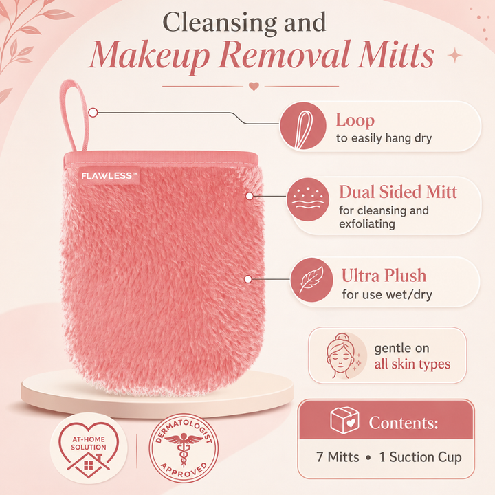 Finishing Touch Flawless Pure Clean Makeup Removal Mitts 7 Day Facial Cleansing