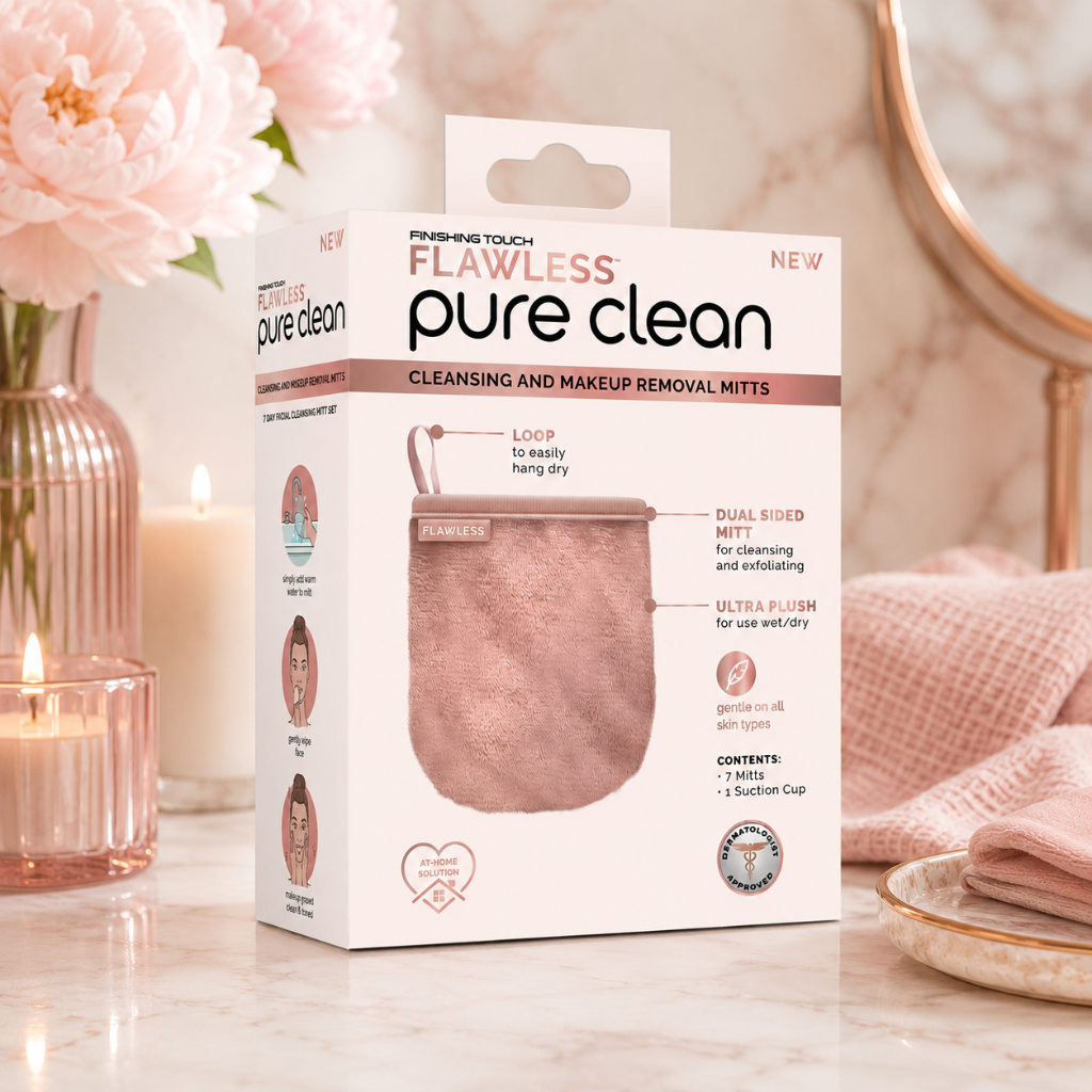 Finishing Touch Flawless Pure Clean Makeup Removal Mitts 7 Day Facial Cleansing