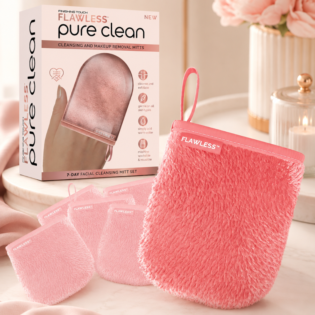 Finishing Touch Flawless Pure Clean Makeup Removal Mitts 7 Day Facial Cleansing