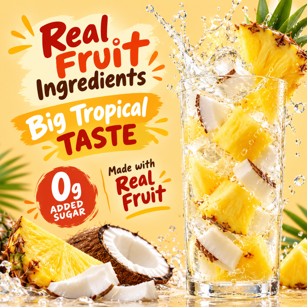 FlavCity Electrolyte Drink Mix Pineapple Coconut 12 Sticks 3.98 oz Hydration Powder