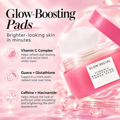 Glow Recipe Vitamin C Brightening Toner Pads 60 Count 100g Guava Niacinamide