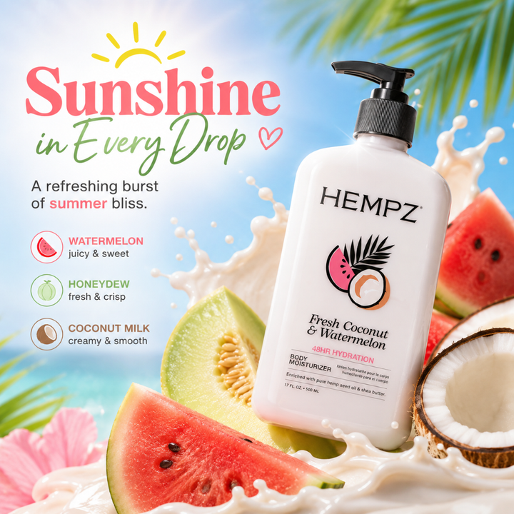 Hempz Fresh Coconut Watermelon Body Moisturizer Lotion 17 fl oz 500ml