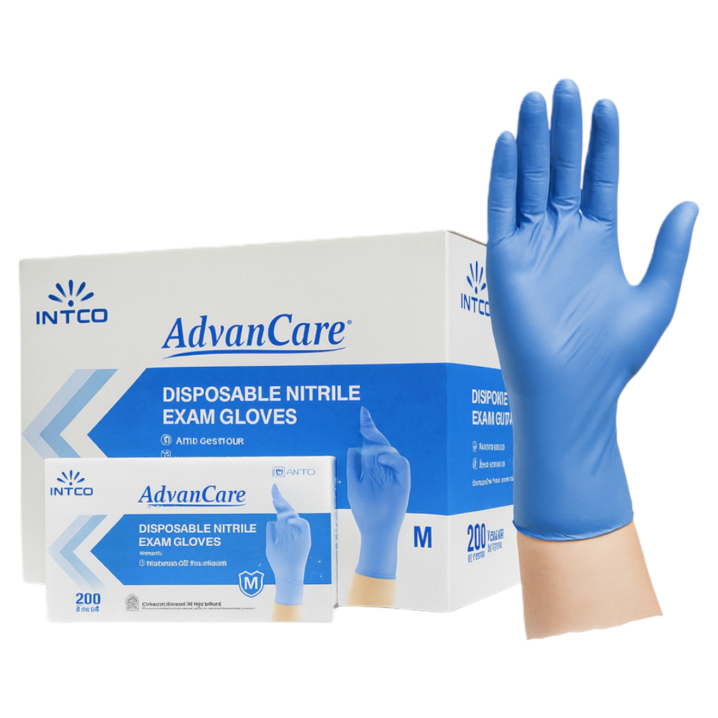 Intco Advancare Nitrile Medical-Grade Exam Gloves – Black (Medium) 2000 Case Hero