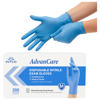 Intco Advancare Nitrile Medical-Grade Exam Gloves – Black (Medium) 200 Pack Hero