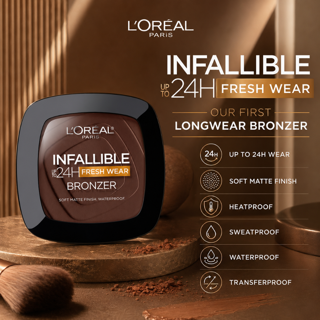 L’Oréal Paris Infallible 24H Fresh Wear Bronzer Shade 550 Deep Dark 0.31 oz