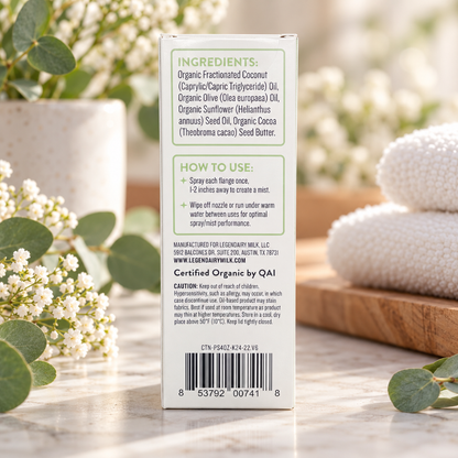 Legendairy Milk Pumping Spray – Organic Flange Lubricant – 4 fl oz / 118 mL